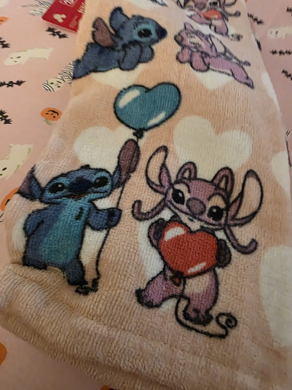 Disney Hand Towel - Lilo And Stitch Pink & Blue Heart Design